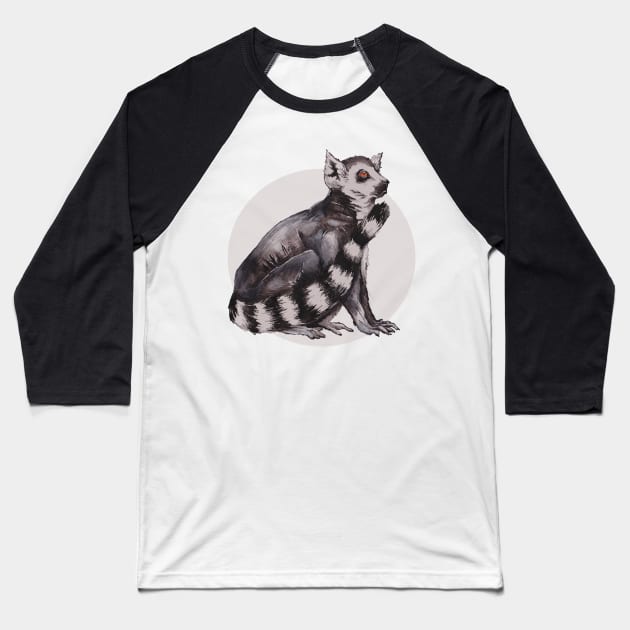 Ring-Tailed Lemur Baseball T-Shirt by IndiasIllustrations